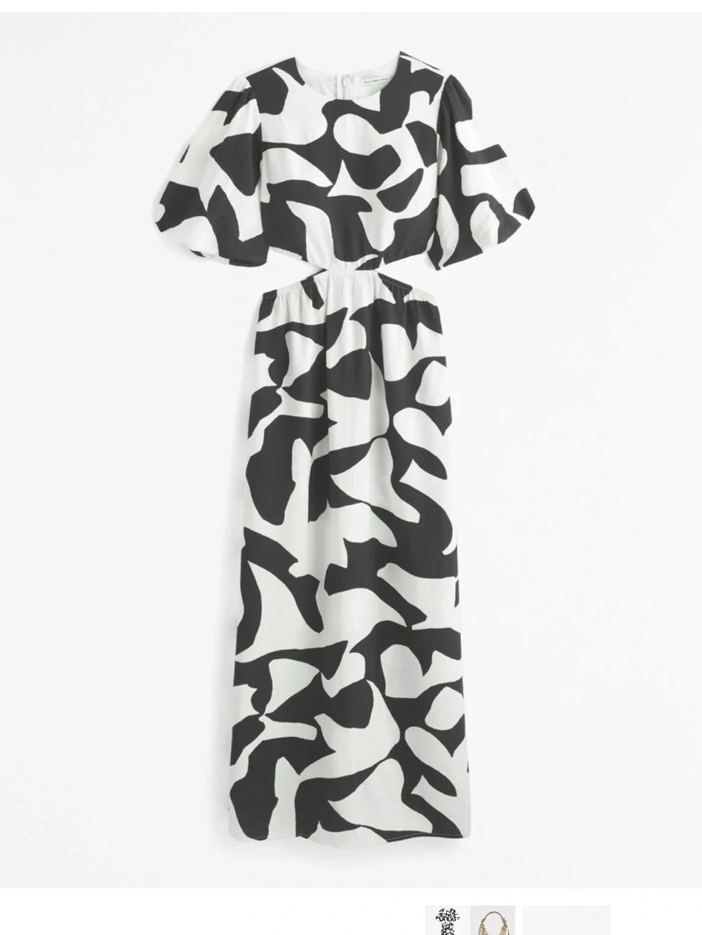 Abercrombie & Fitch Black and White Abstract Cutout Maxi Dress